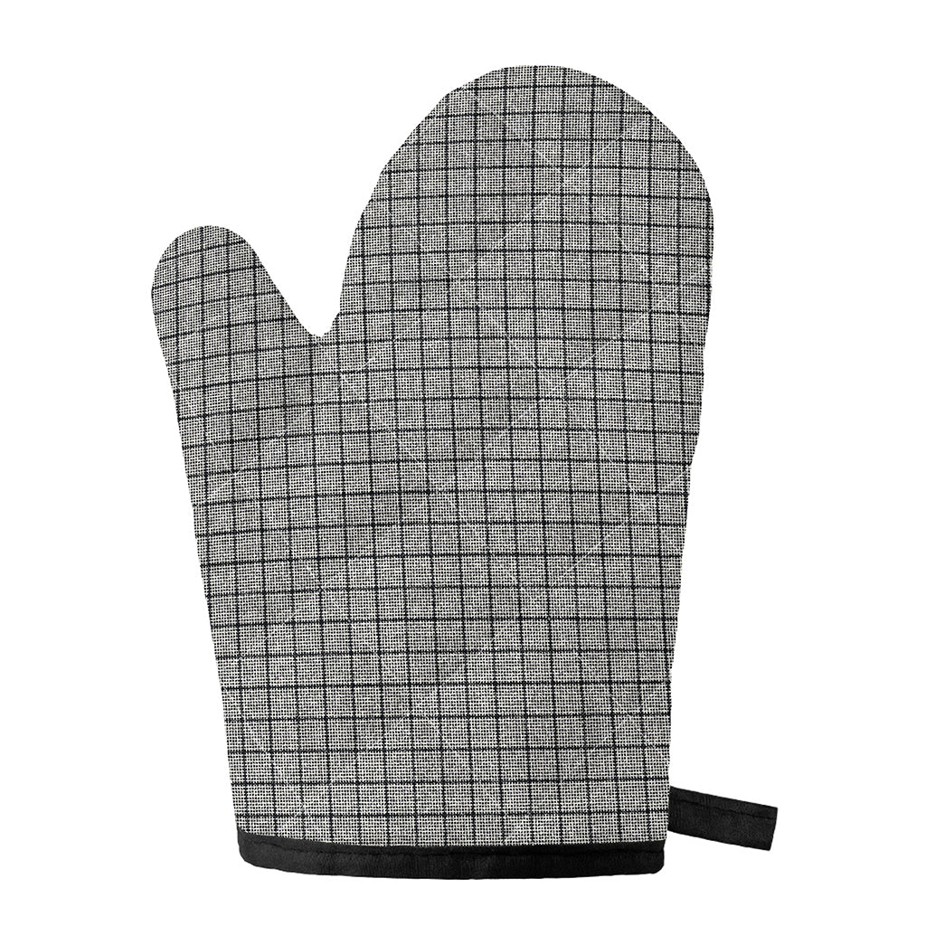 Grey Windowpane Pattern Print Single Oven Mitt
