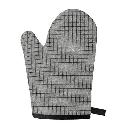 Grey Windowpane Pattern Print Single Oven Mitt