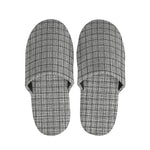 Grey Windowpane Pattern Print Slippers
