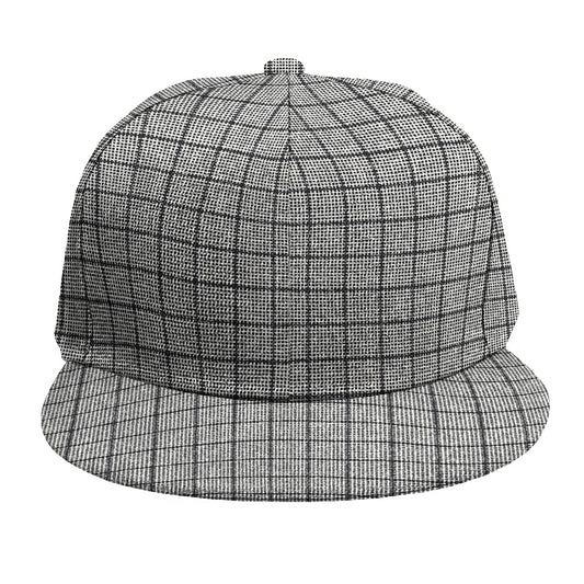 Grey Windowpane Pattern Print Snapback Cap