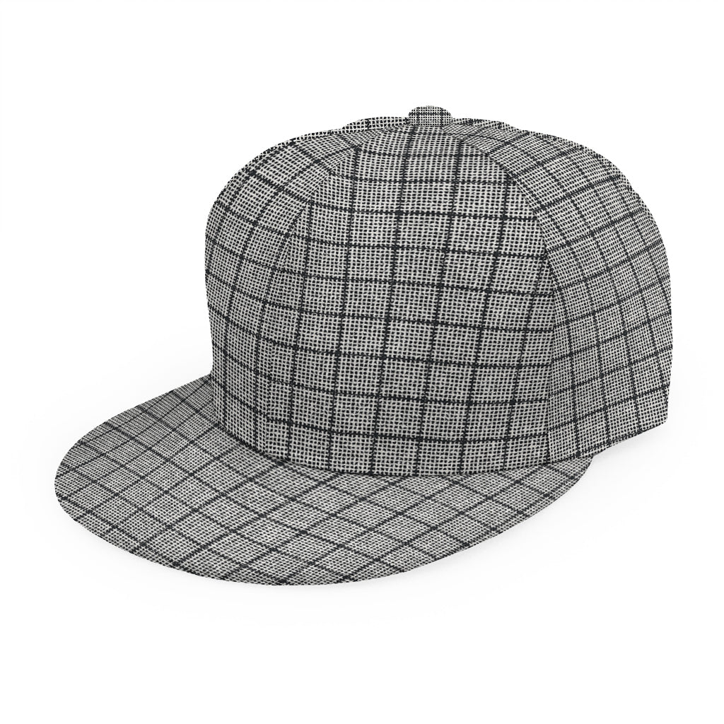 Grey Windowpane Pattern Print Snapback Cap