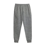 Grey Windowpane Pattern Print Sweatpants
