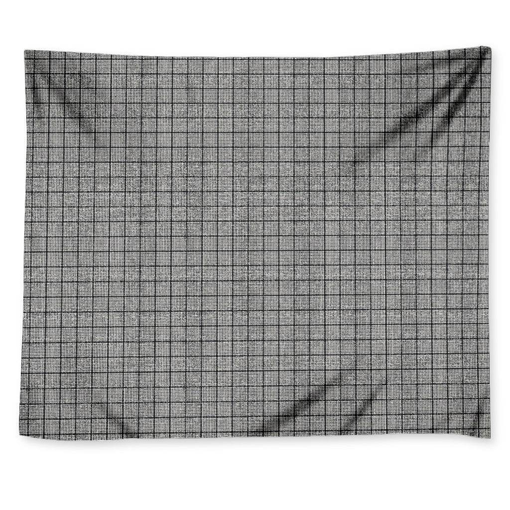Grey Windowpane Pattern Print Tapestry