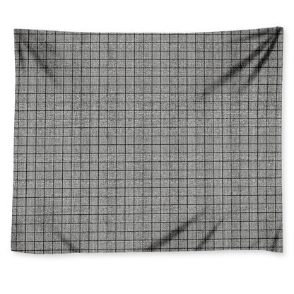 Grey Windowpane Pattern Print Tapestry