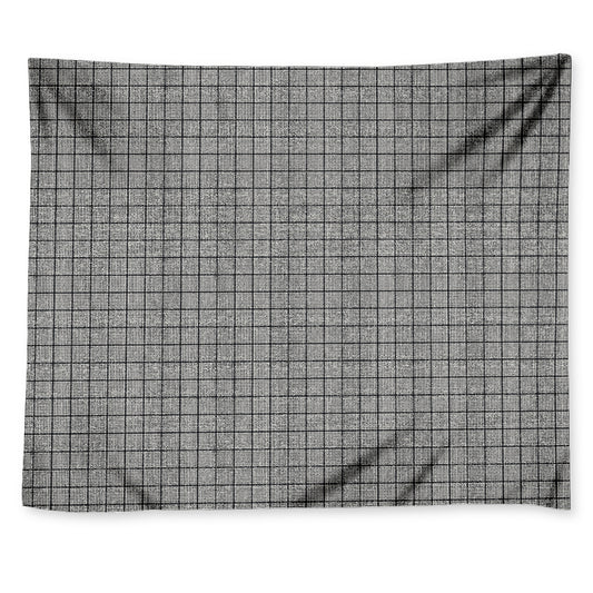 Grey Windowpane Pattern Print Tapestry