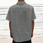 Grey Windowpane Pattern Print Textured Short Sleeve Shirt