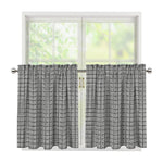 Grey Windowpane Pattern Print Tier Curtains