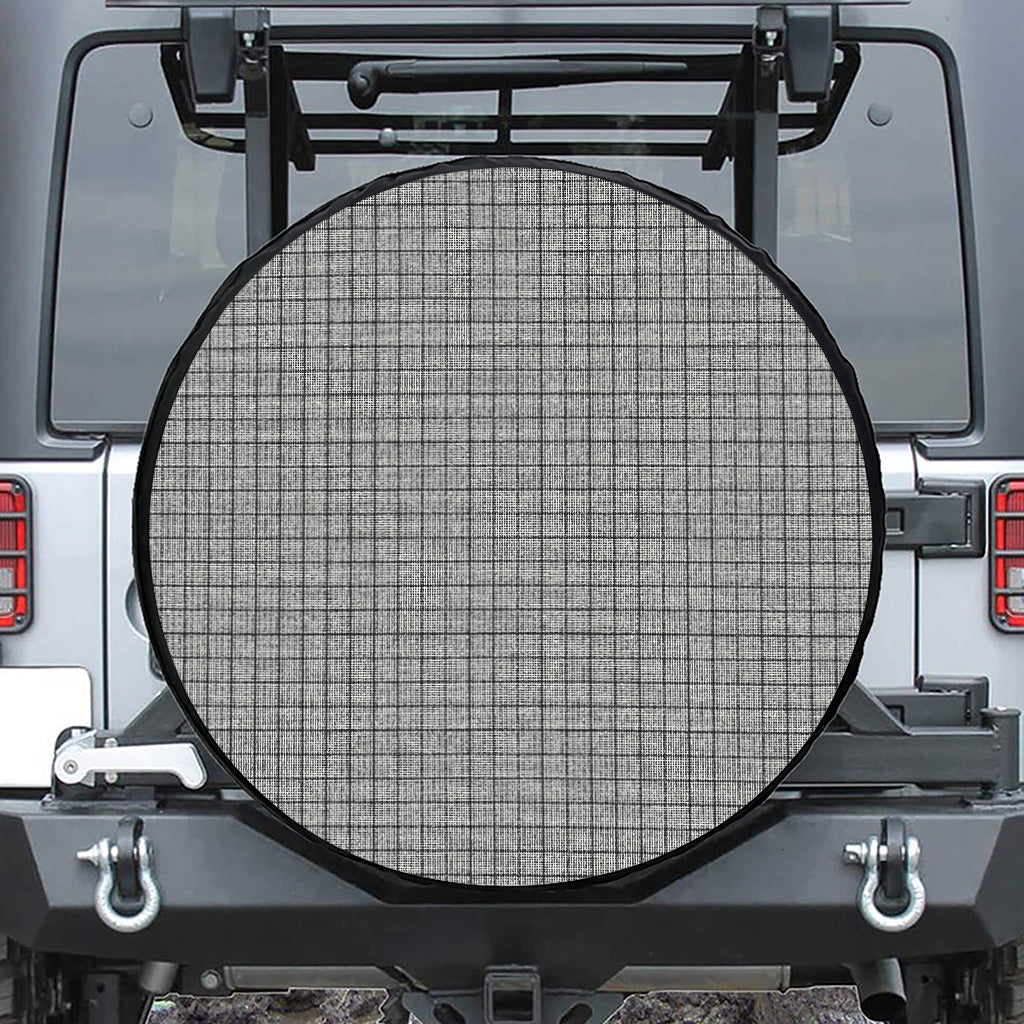 Grey Windowpane Pattern Print Tire Cover