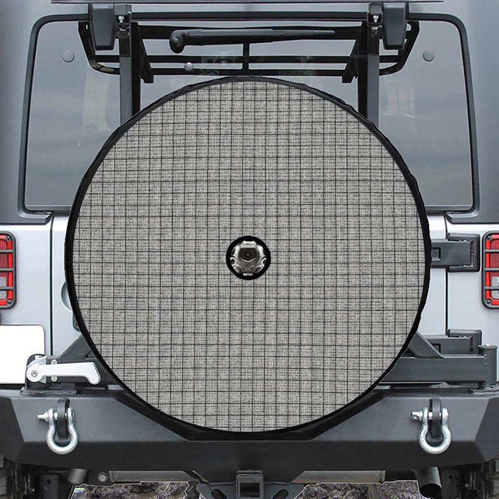 Grey Windowpane Pattern Print Tire Cover With Camera Hole