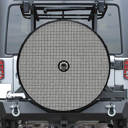 Grey Windowpane Pattern Print Tire Cover With Camera Hole