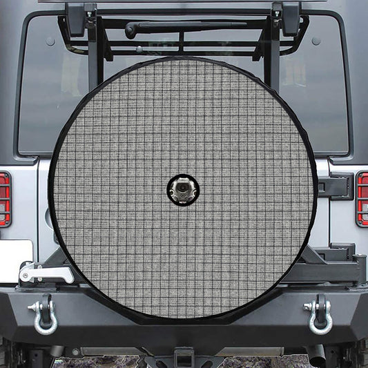 Grey Windowpane Pattern Print Tire Cover With Camera Hole