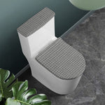 Grey Windowpane Pattern Print Toilet Lid And Tank Cover Set