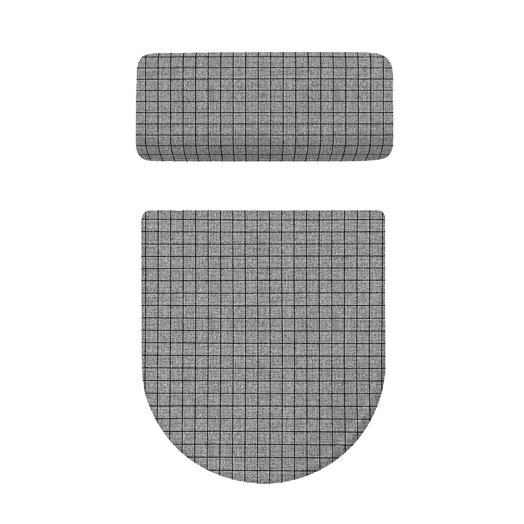 Grey Windowpane Pattern Print Toilet Lid And Tank Cover Set