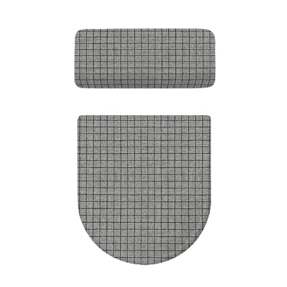 Grey Windowpane Pattern Print Toilet Lid And Tank Cover Set