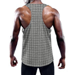 Grey Windowpane Pattern Print Training Tank Top