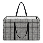 Grey Windowpane Pattern Print Utility Tote Bag
