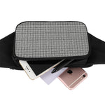 Grey Windowpane Pattern Print Waist Bag