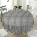 Grey Windowpane Pattern Print Waterproof Round Tablecloth