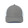 Grey Windowpane Pattern Print White Mesh Trucker Hat