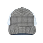 Grey Windowpane Pattern Print White Mesh Trucker Cap