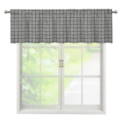 Grey Windowpane Pattern Print Window Valance