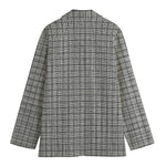 Grey Windowpane Pattern Print Women's Blazer
