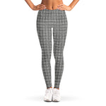 Grey Windowpane Pattern Print Women's Leggings