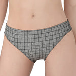 Grey Windowpane Pattern Print Women's Panties