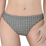 Grey Windowpane Pattern Print Women's Thong