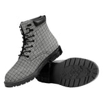 Grey Windowpane Pattern Print Work Boots