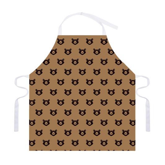 Grizzly Bear Pattern Print Adjustable Apron