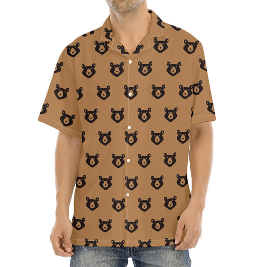 Grizzly Bear Pattern Print Aloha Shirt