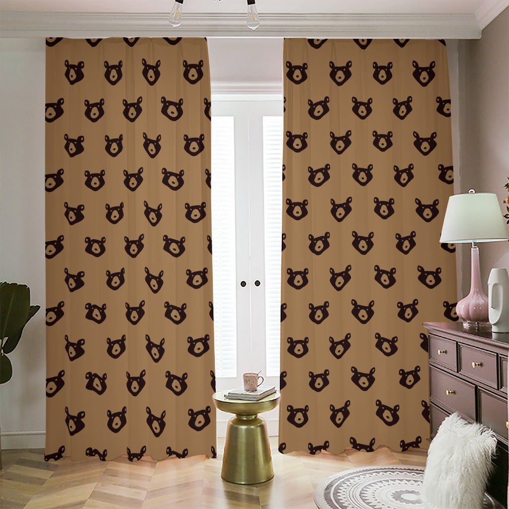 Grizzly Bear Pattern Print Blackout Pencil Pleat Curtains