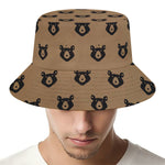 Grizzly Bear Pattern Print Bucket Hat