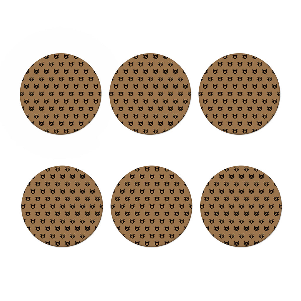 Grizzly Bear Pattern Print Coaster Set