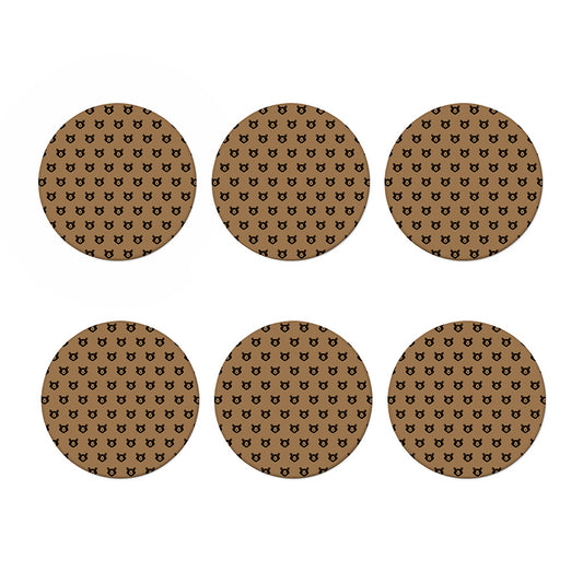 Grizzly Bear Pattern Print Coaster Set