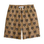 Grizzly Bear Pattern Print Cotton Shorts