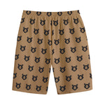 Grizzly Bear Pattern Print Cotton Shorts