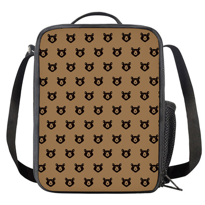 Grizzly Bear Pattern Print Crossbody Lunch Bag