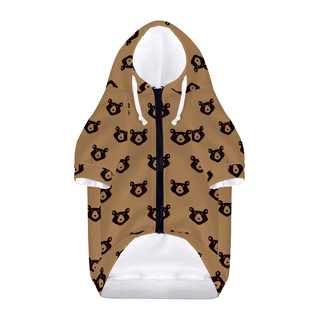 Grizzly Bear Pattern Print Dog Zip Up Hoodie