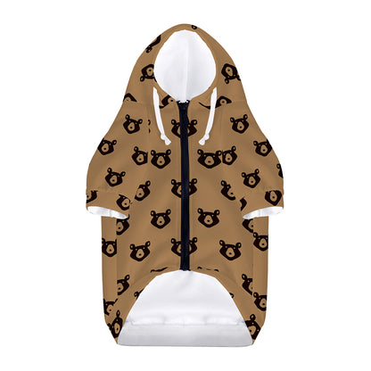 Grizzly Bear Pattern Print Dog Zip Up Hoodie