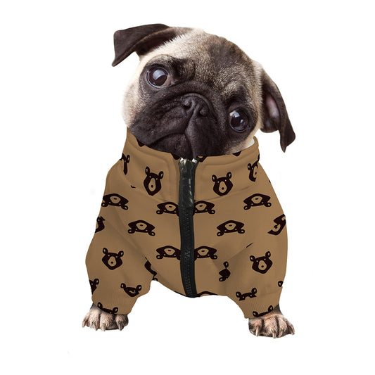 Grizzly Bear Pattern Print Dog Zip Up Jacket