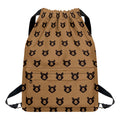 Grizzly Bear Pattern Print Drawstring Backpack