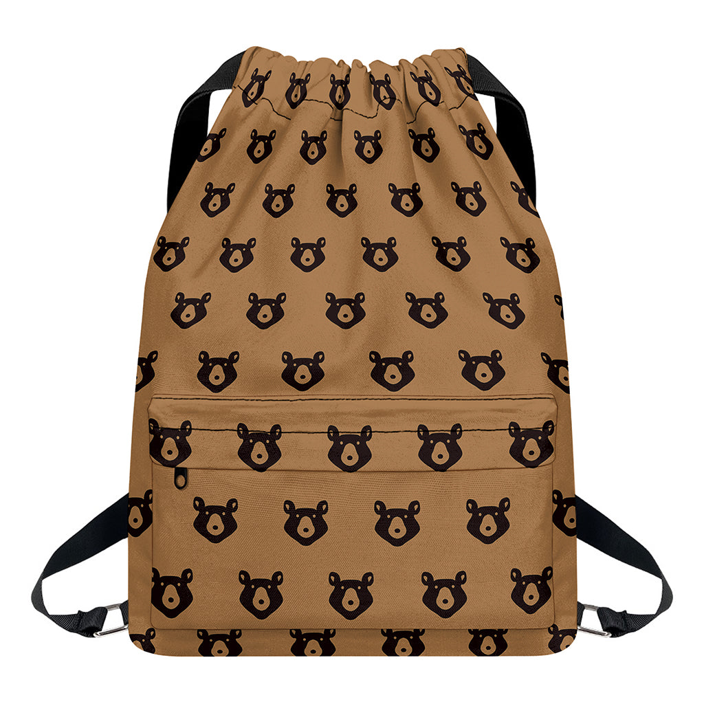 Grizzly Bear Pattern Print Drawstring Backpack