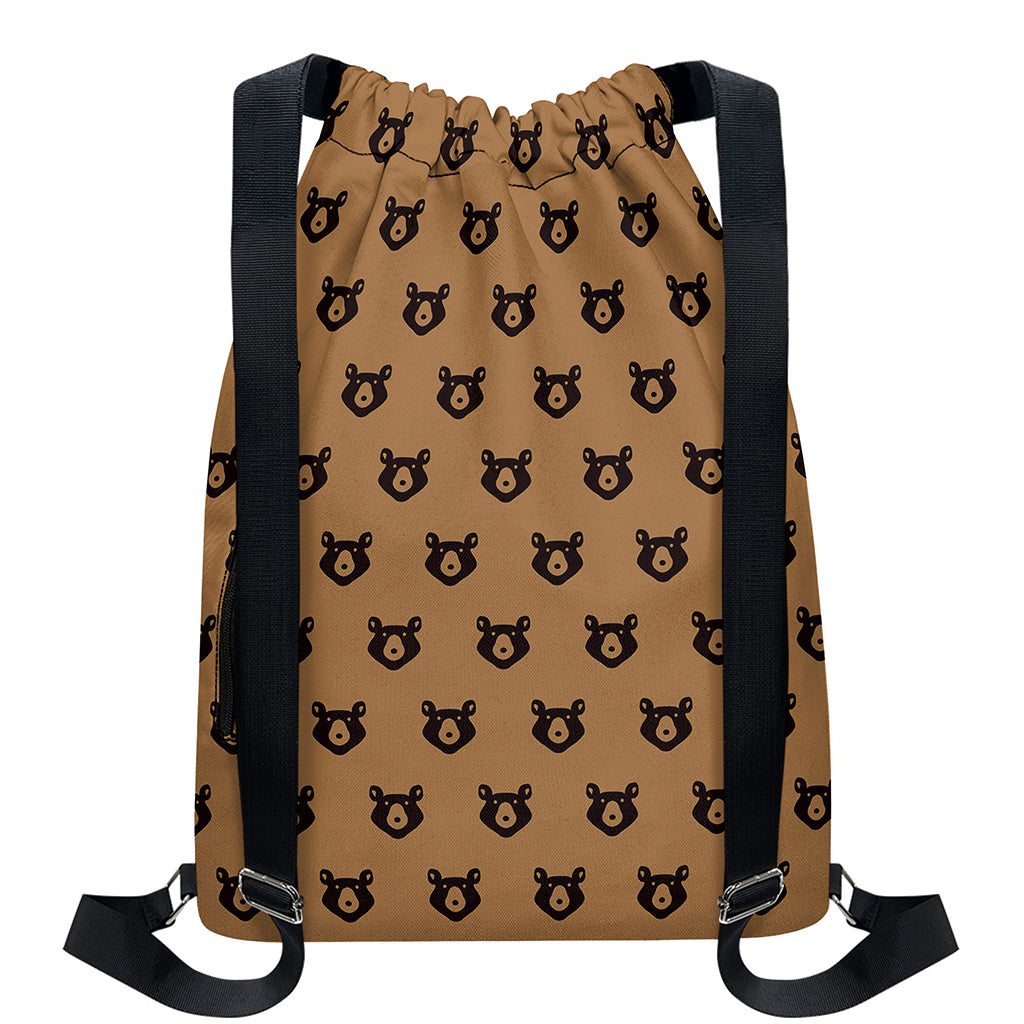 Grizzly Bear Pattern Print Drawstring Backpack