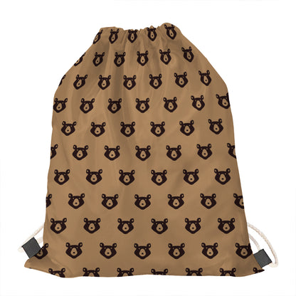 Grizzly Bear Pattern Print Drawstring Bag