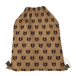 Grizzly Bear Pattern Print Drawstring Bag