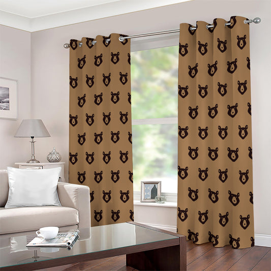 Grizzly Bear Pattern Print Extra Wide Grommet Curtains