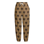 Grizzly Bear Pattern Print Fleece Lined Knit Pants