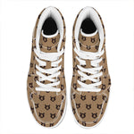 Grizzly Bear Pattern Print High Top Leather Sneakers